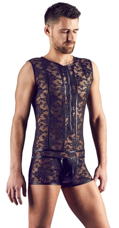 Svenjoyment Body Męskie XL Kwiecista Koronka Czarny Wetlook Zamek Svenjoyment Body Męskie XL Kwiecista Koronka Czarny Wetlook Zamek