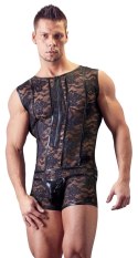 Svenjoyment Body Męskie XL Kwiecista Koronka Czarny Wetlook Zamek