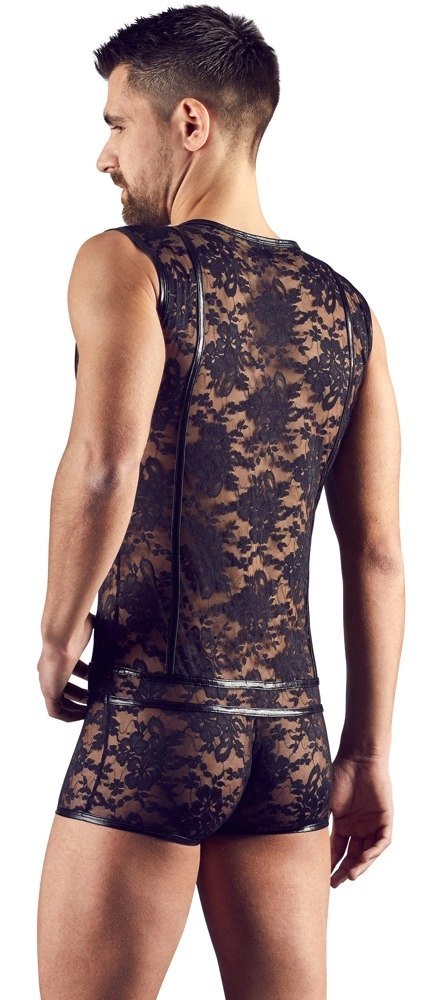 Svenjoyment Body Męskie XL Kwiecista Koronka Czarny Wetlook Zamek Svenjoyment Body Męskie XL Kwiecista Koronka Czarny Wetlook Zamek