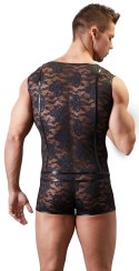 Svenjoyment Body Męskie XL Kwiecista Koronka Czarny Wetlook Zamek