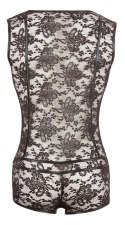 Svenjoyment Body Męskie XL Kwiecista Koronka Czarny Wetlook Zamek