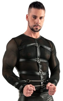 Svenjoyment Bondage Koszulka Powernet XL z Matowymi Wstawkami i Kajdankami