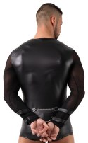 Svenjoyment Bondage Koszulka Powernet XL z Matowymi Wstawkami i Kajdankami