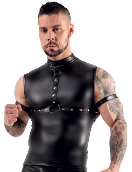Svenjoyment Bondage Top męski XL matowy czarny z ćwiekami i szelkami