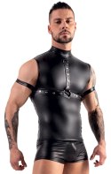 Svenjoyment Bondage Top męski XL matowy czarny z ćwiekami i szelkami