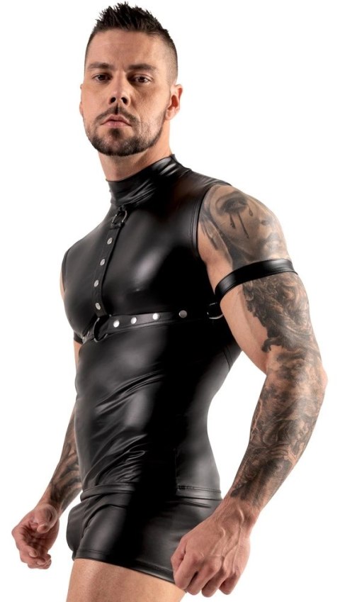 Svenjoyment Bondage Top męski XL matowy czarny z ćwiekami i szelkami Svenjoyment Bondage Top męski XL matowy czarny z ćwiekami i szelkami