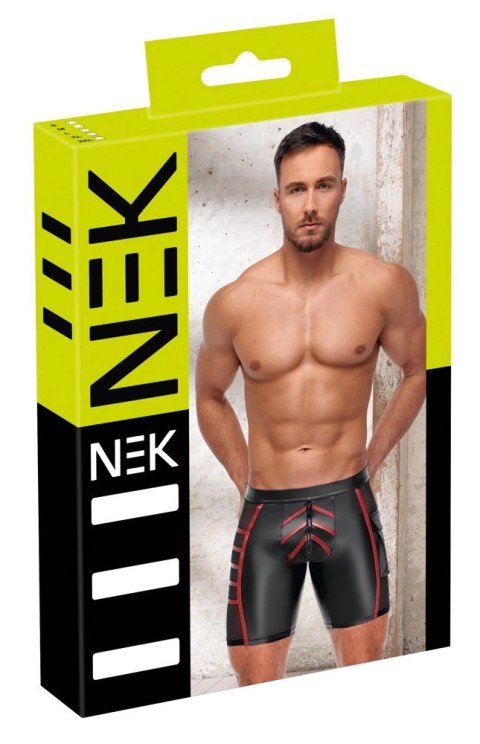 NEK Szorty Męskie Matowe Czarne z Czerwonymi Wstawkami 2XL NEK Szorty Męskie Matowe Czarne z Czerwonymi Wstawkami 2XL