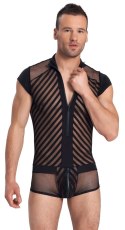 Svenjoyment Body Mesh L Męskie Czarny Zamek Krotkie Rękawy