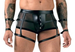 Svenjoyment Bondage XL - Czarne spodnie z mankietami na ręce i nogi