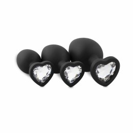 EasyToys Zestaw 3 Anatomicznych Zatyczek Silikonowych z Kryształkami Heart