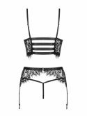 Obsessive Lashy Lace komplet dwuczęściowy z koronką, czarny, S/M