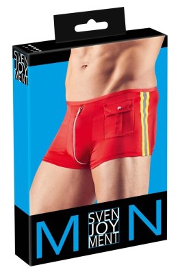 Svenjoyment Bokserki męskie czerwone z odblaskami, suwakiem i kieszeniami 2XL