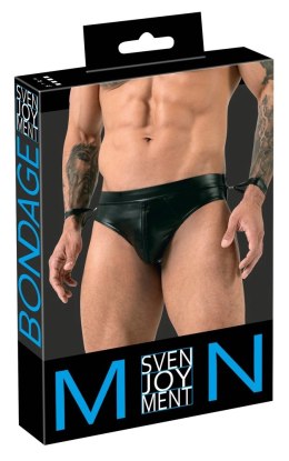 Svenjoyment Bondage Slipy Męskie Bez Tyłu z Mankietami Czarny Mat L