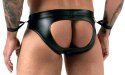 Svenjoyment Bondage Slipy Męskie Bez Tyłu z Mankietami Czarny Mat L