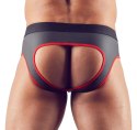 Svenjoyment Jockstrap czarno-czerwony L z zamkiem i otwartym tyłem