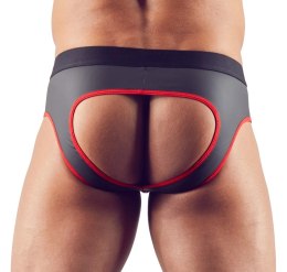 Svenjoyment Jockstrap czarno-czerwony M z zamkiem i otwartym tyłem