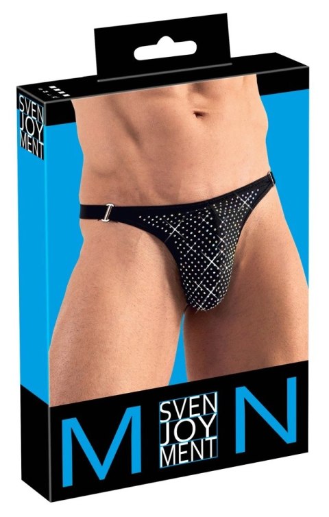 Svenjoyment Stringi Męskie Czarne z Opalizującymi Kryształkami S Svenjoyment Stringi Męskie Czarne z Opalizującymi Kryształkami S