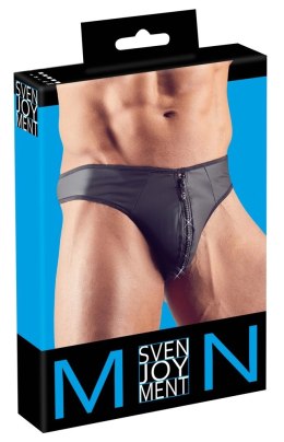 Svenjoyment Stringi Męskie Neopren Look z Błyszczącym Zamkiem L