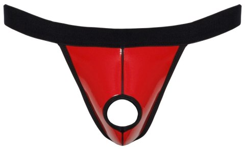 Svenjoyment Stringi męskie czerwone L/XL z otworem, połysk, elastyczne Svenjoyment Stringi męskie czerwone L/XL z otworem, połysk, elastyczne