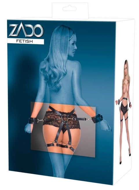 ZADO Pas biodrowy skorzany z odpinanymi mankietami czarny S-L ZADO Pas biodrowy skorzany z odpinanymi mankietami czarny S-L