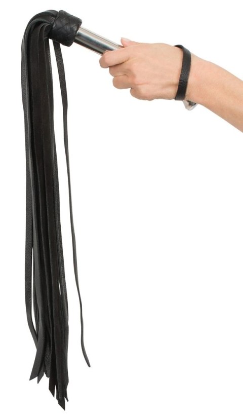 ZADO Pejcz skorzany szerokie paski stalowy uchwyt 73 cm czarny ZADO Pejcz skorzany szerokie paski stalowy uchwyt 73 cm czarny