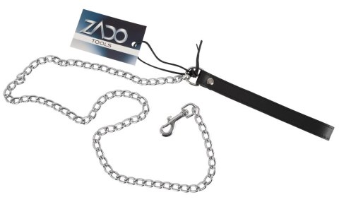 ZADO Skorzana obroża z metalową smyczą 110 cm czarna ZADO Skorzana obroża z metalową smyczą 110 cm czarna