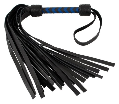 ZADO Skorzany Flogger Czarny/Niebieski 70cm Rączka Pleciona