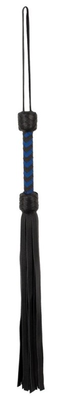 ZADO Skorzany Flogger Czarny/Niebieski 70cm Rączka Pleciona