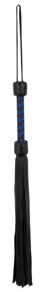 ZADO Skorzany Flogger Czarny/Niebieski 70cm Rączka Pleciona