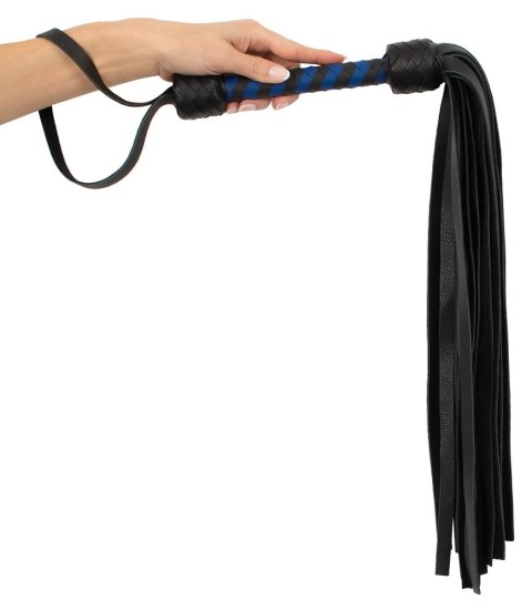 ZADO Skorzany Flogger Czarny/Niebieski 70cm Rączka Pleciona ZADO Skorzany Flogger Czarny/Niebieski 70cm Rączka Pleciona
