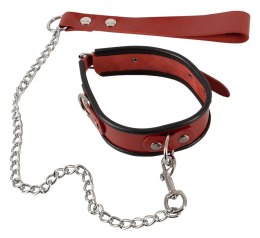 Zado Wild Thing skorzana obręcz na szyję z łańcuszkiem czerwona 34-44cm