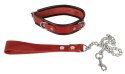 Zado Wild Thing skorzana obręcz na szyję z łańcuszkiem czerwona 34-44cm
