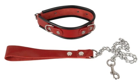 Zado Wild Thing skorzana obręcz na szyję z łańcuszkiem czerwona 34-44cm Zado Wild Thing skorzana obręcz na szyję z łańcuszkiem czerwona 34-44cm
