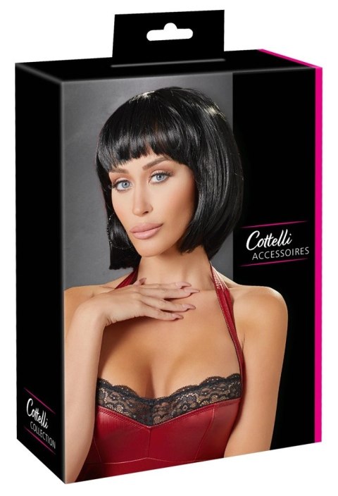 Cottelli Accessories peruka bob czarna regulowana 28 cm Cottelli Accessories peruka bob czarna regulowana 28 cm