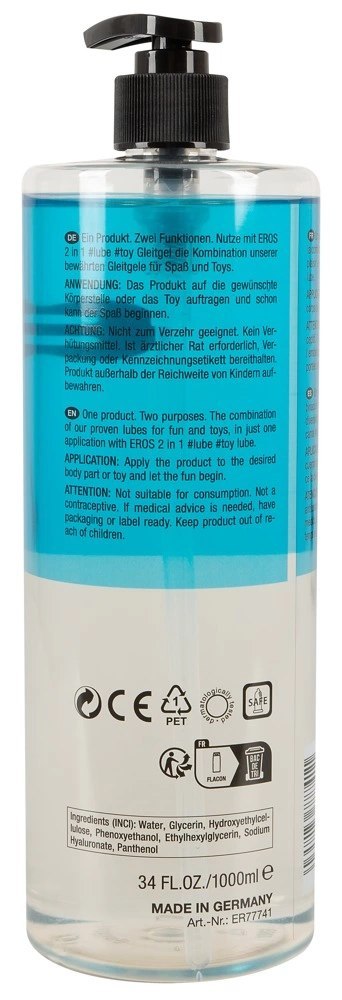 EROS Lubrykant 2w1 na bazie wody z pantenolem 1000 ml do akcesoriow EROS Lubrykant 2w1 na bazie wody z pantenolem 1000 ml do akcesoriow