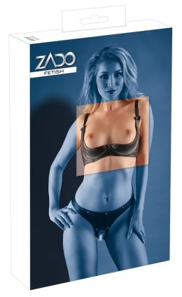 ZADO Biustonosz skorzany 90B czarny - model otwarty z regulacją