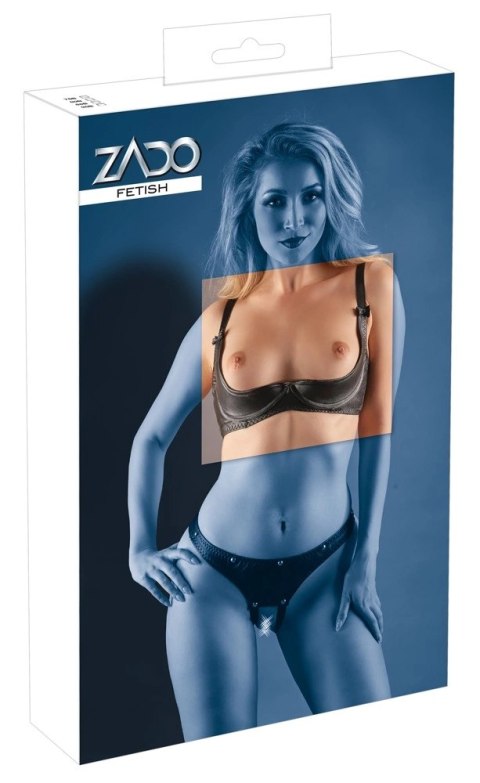 ZADO Biustonosz skorzany 90B czarny - model otwarty z regulacją ZADO Biustonosz skorzany 90B czarny - model otwarty z regulacją