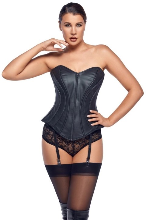 ZADO Gorset skorzany czarny z paskami do pończoch 2XL model Nappa ZADO Gorset skorzany czarny z paskami do pończoch 2XL model Nappa