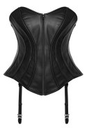 ZADO Gorset skorzany czarny z paskami do pończoch 2XL model Nappa