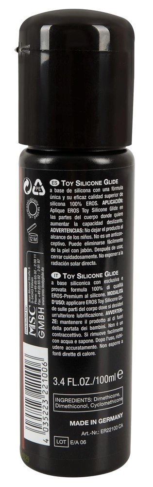 EROS Toy Silicone Glide 100 ml - silikonowy lubrykant do akcesoriow intymnych EROS Toy Silicone Glide 100 ml - silikonowy lubrykant do akcesoriow intymnych