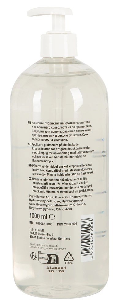 Just Glide Lubrykant na bazie wody 1000 ml wegański, do skory wrażliwej Just Glide Lubrykant na bazie wody 1000 ml wegański, do skory wrażliwej