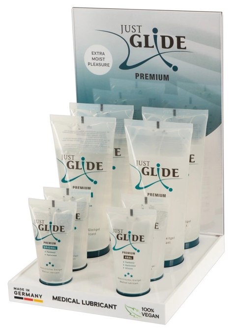 Just Glide Premium Zestaw 10x Lubrykantow Wegańskich Ekspozytor Just Glide Premium Zestaw 10x Lubrykantow Wegańskich Ekspozytor
