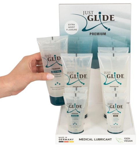 Just Glide Premium Zestaw 10x Lubrykantow Wegańskich Ekspozytor Just Glide Premium Zestaw 10x Lubrykantow Wegańskich Ekspozytor