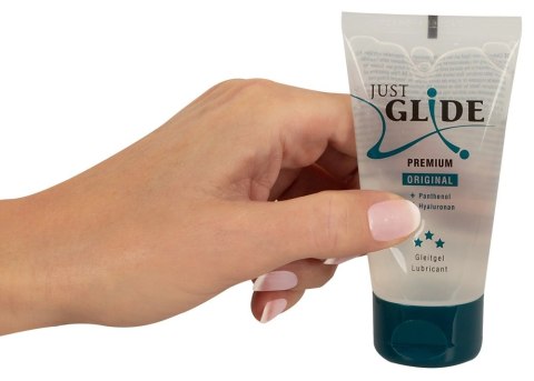 Just Glide Premium żel intymny wodny z hialuronem i pantenolem 50 ml Just Glide Premium żel intymny wodny z hialuronem i pantenolem 50 ml