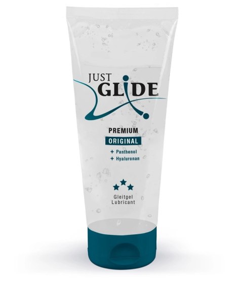 Just Glide Premium żel nawilżający wodny z hialuronem i pantenolem 200ml Just Glide Premium żel nawilżający wodny z hialuronem i pantenolem 200ml