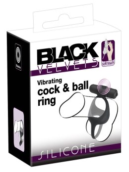 Black Velvets pierścień silikonowy z mini wibratorem, czarny