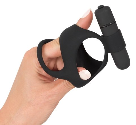 Black Velvets pierścień silikonowy z mini wibratorem, czarny Black Velvets pierścień silikonowy z mini wibratorem, czarny