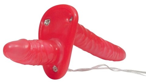 Bad Kitty Duo Strap-on czerwony z podwojnym systemem wibracji PVC Bad Kitty Duo Strap-on czerwony z podwojnym systemem wibracji PVC