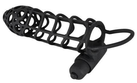 Black Velvets elastyczna nakładka z mini wibratorem, czarna, 14 cm Black Velvets elastyczna nakładka z mini wibratorem, czarna, 14 cm