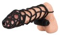 Black Velvets elastyczna nakładka z mini wibratorem, czarna, 14 cm